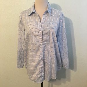 Chico's Blue & White Print Top Size 2